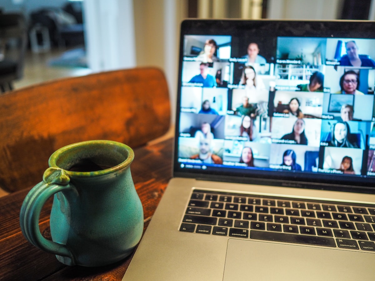 Person working remotely from home on a laptop